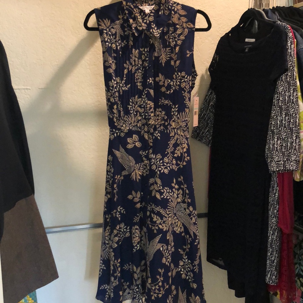 New! Navy print, fully lined, dress